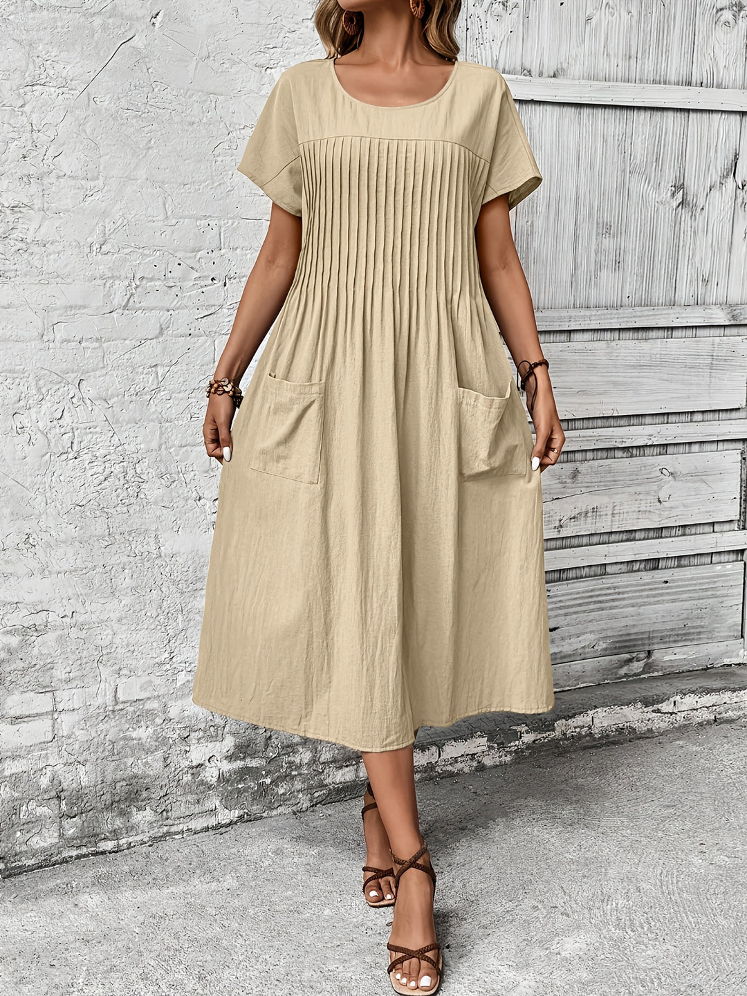 Serlina™ - Retro Pleated Midi Dress