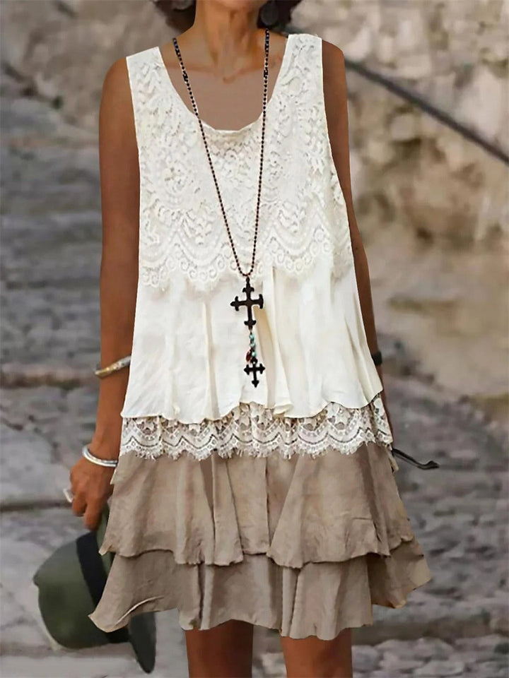 Faye | Boho Lace Ruffle Hem Dress