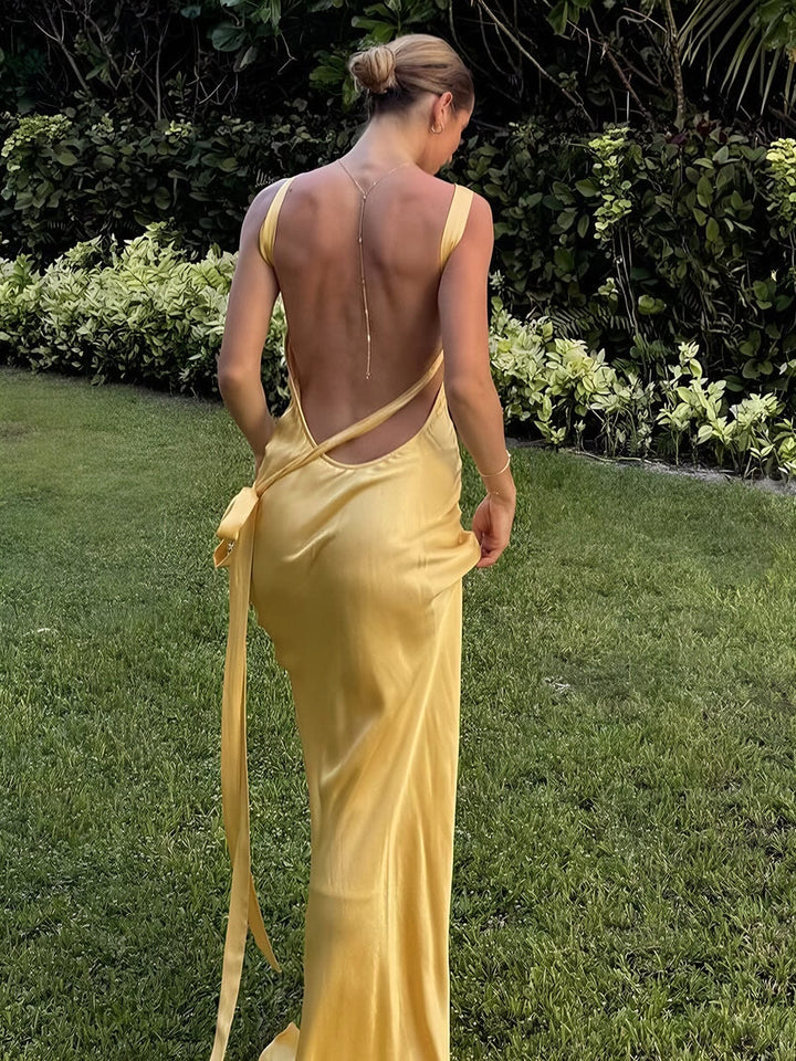 Selina | Satin Halter Wedding Guest Dress