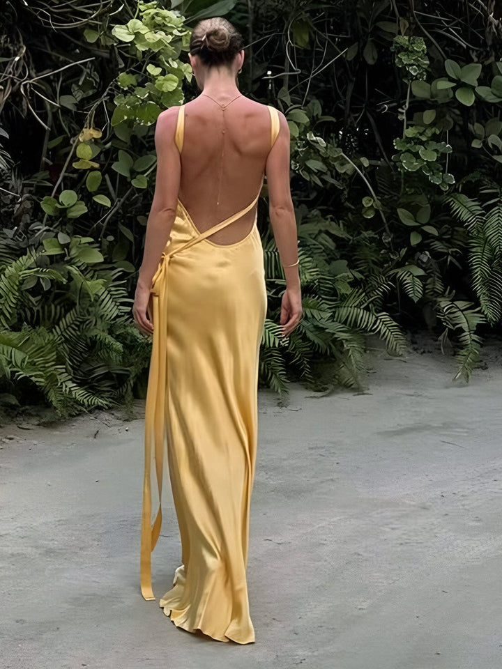 Selina | Satin Halter Wedding Guest Dress