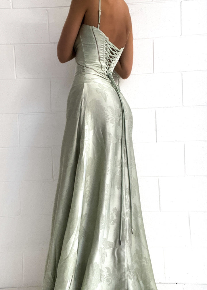 Elena | Satin Strap Maxi Wedding Guest Dress