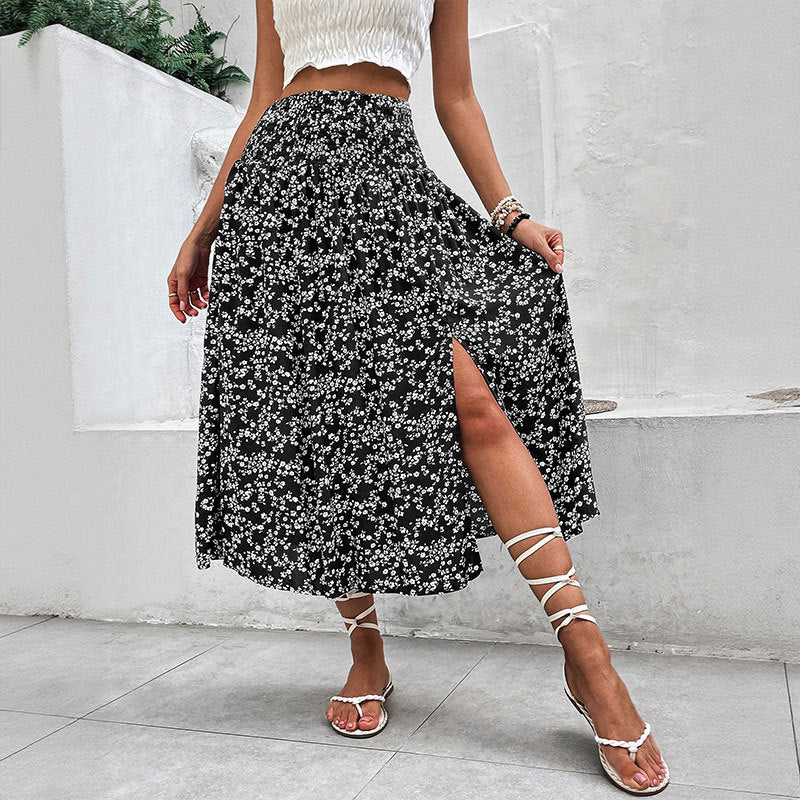 Valentina | Floral Split Midi Skirt