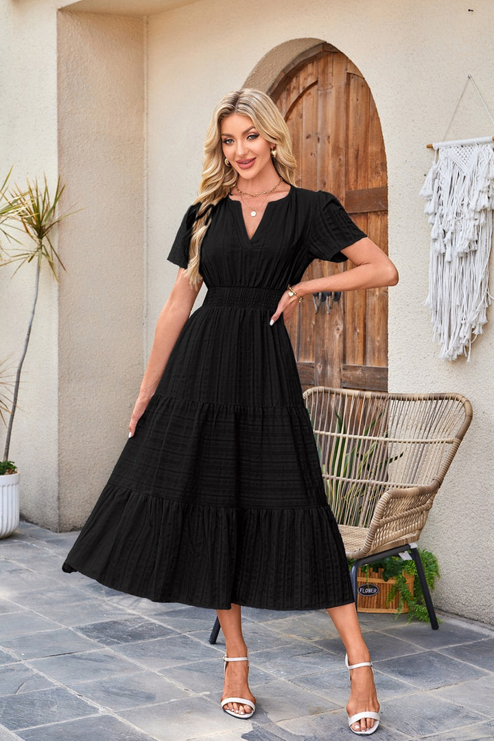 Stella | Elegant Bubble Sleeve Pleated Dress