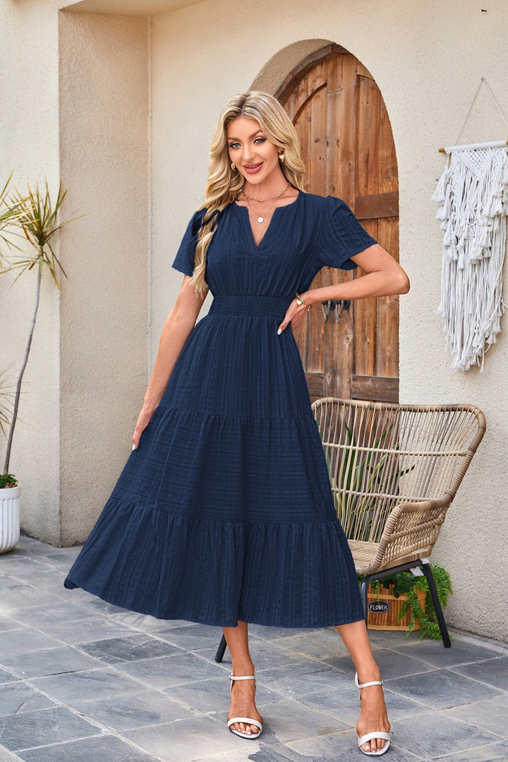 Stella | Elegant Bubble Sleeve Pleated Dress