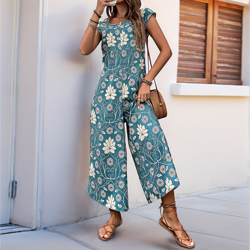 Ivy | Floral Print Cotton  Jumpsuit