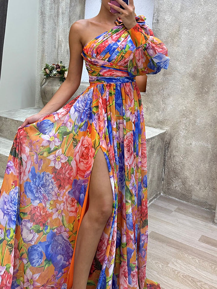 Saniah | Floral Slit Wedding Guest Dress