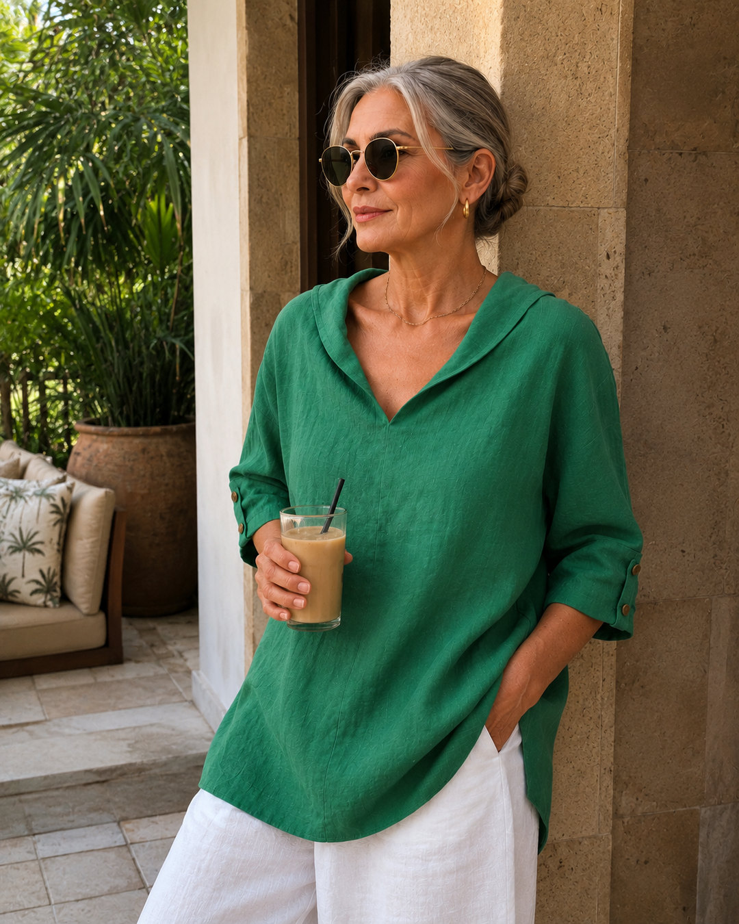 Renee™ - Women's V-Neck Casual Linen Shirt
