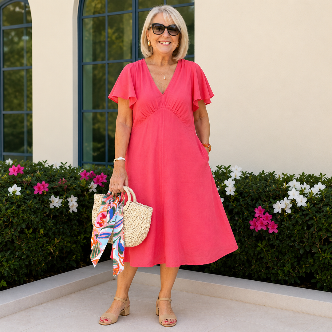 VALERIE – Letter Graphic Print V-Neck Dress