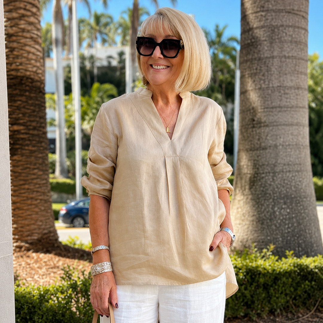 Quinn™ V-Neck Linen Blouse