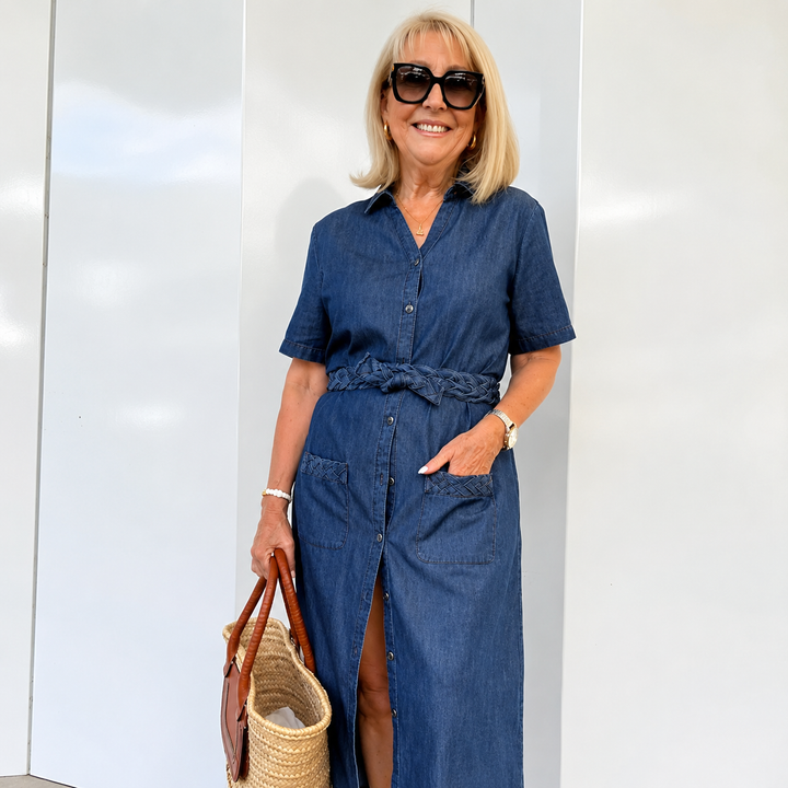 Harper™ V-Neck Denim Dress