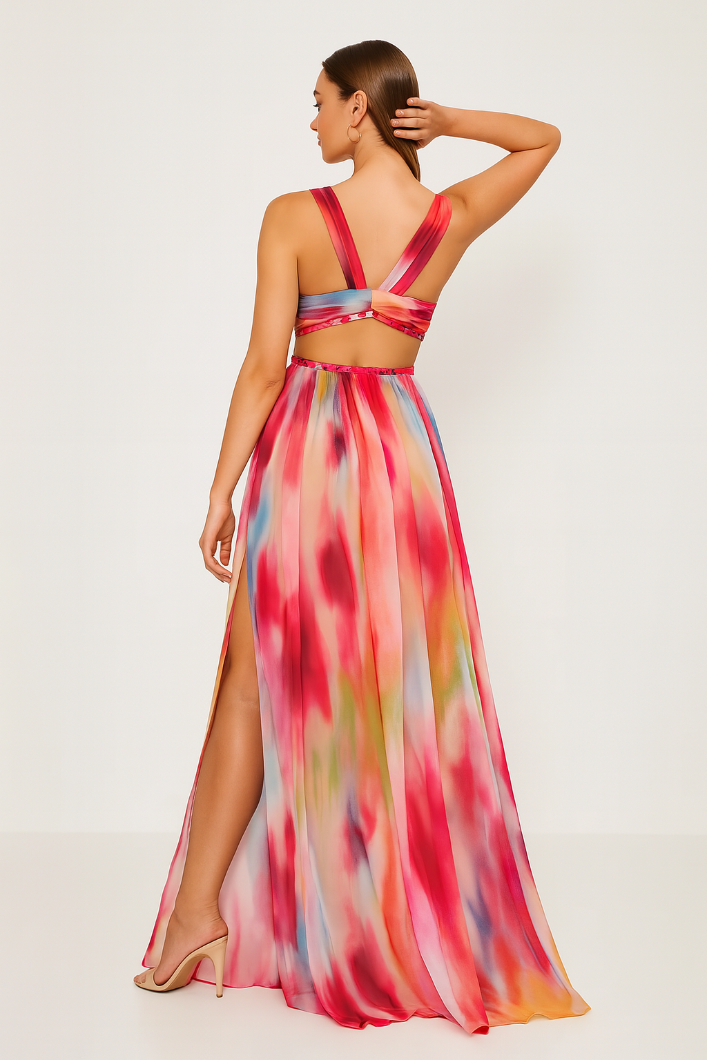 Adrienne | Artistic Print Maxi Wedding Guest Dress