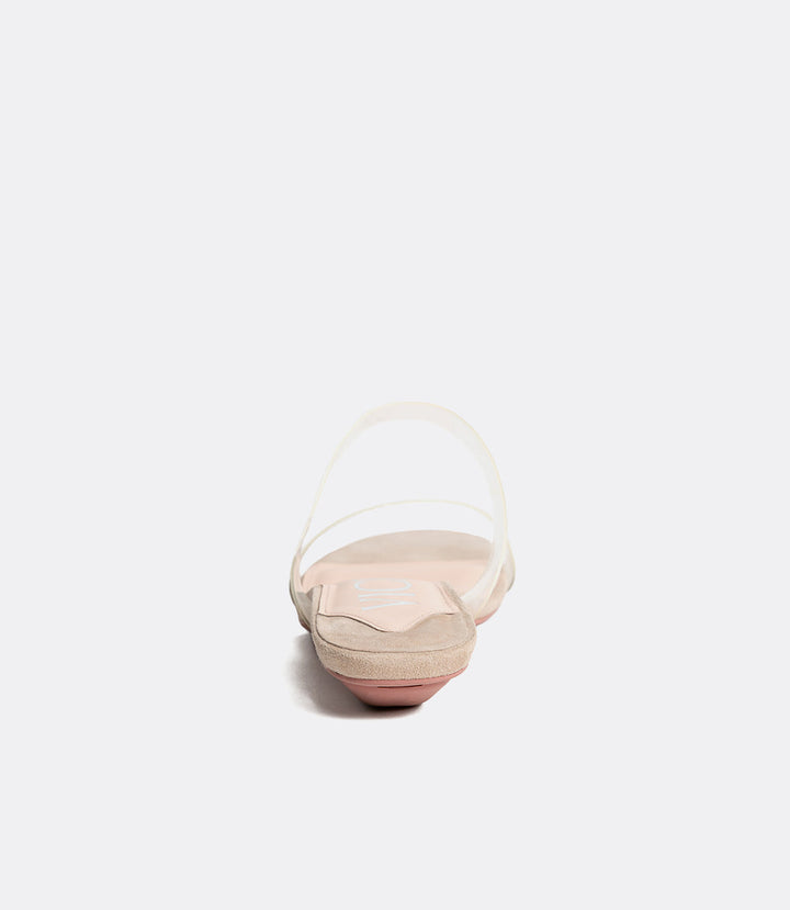 Clear Mules in Beige PVC