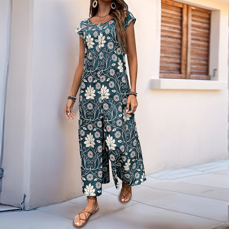 Ivy | Floral Print Cotton  Jumpsuit