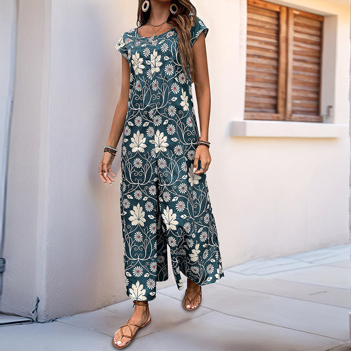 Ivy | Floral Print Cotton  Jumpsuit
