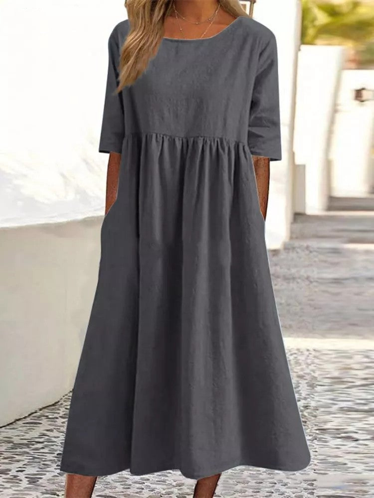 Serena | Slouchy-Fit Pleated Midi Dress