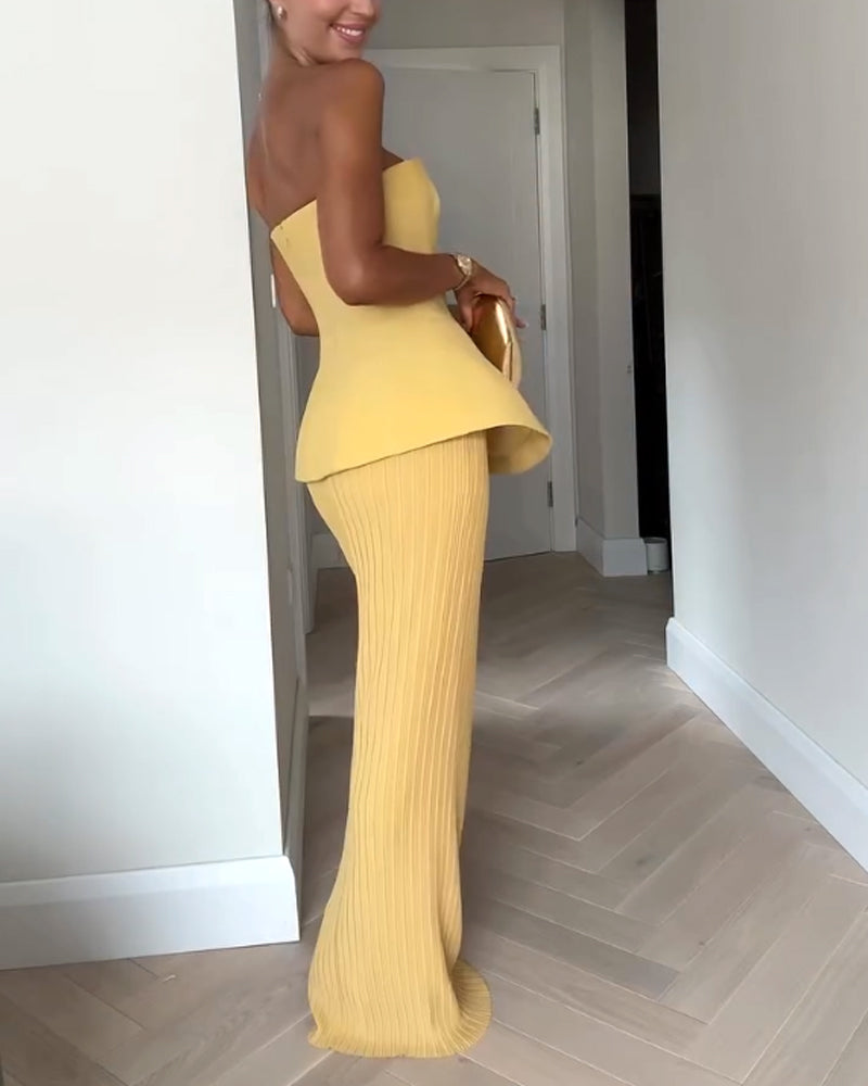 Delaney | Strapless Maxi Wedding Guest Dress