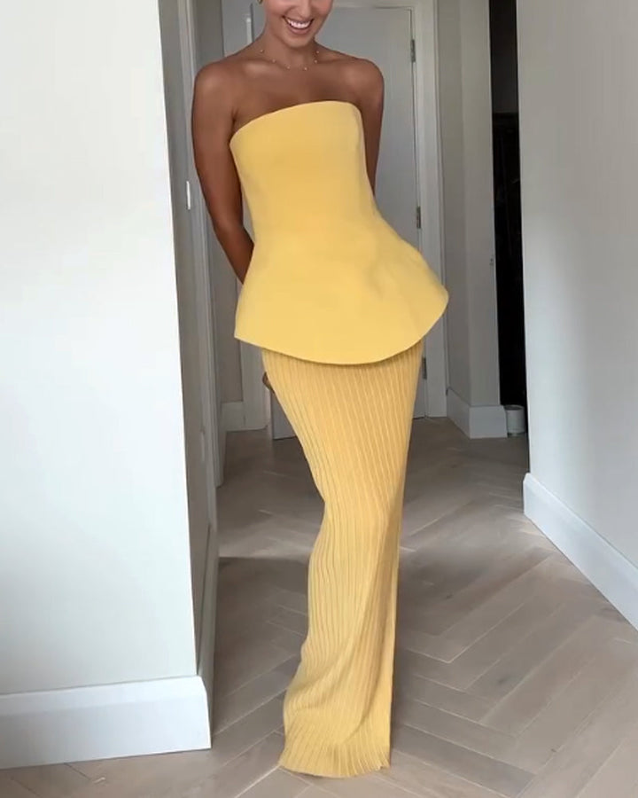 Delaney | Strapless Maxi Wedding Guest Dress