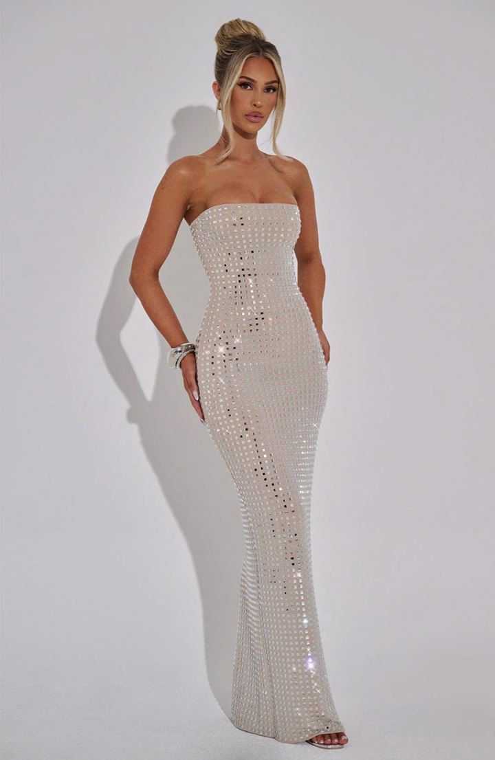 Lilou | Rhinestone Maxi Wedding Guest Dress