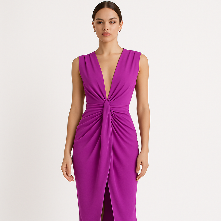 Valerie | Draped V-Neck Wedding Guest Dress