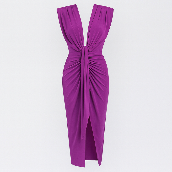 Valerie | Draped V-Neck Wedding Guest Dress