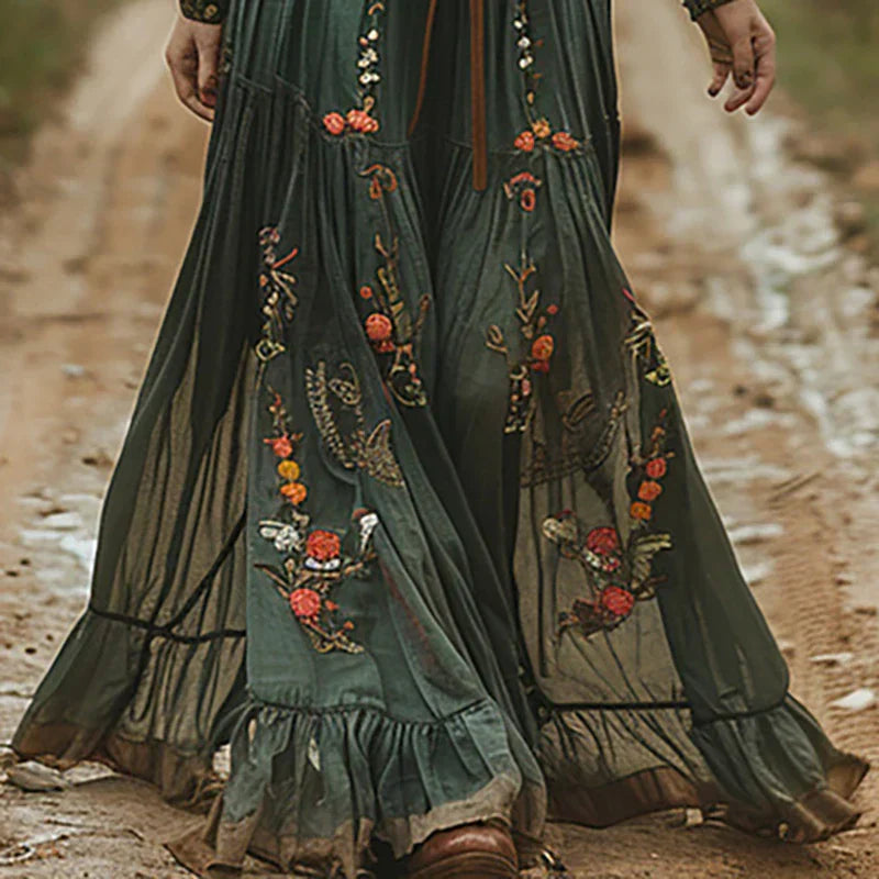Isabella | Embroidered V-Neck Maxi Dress