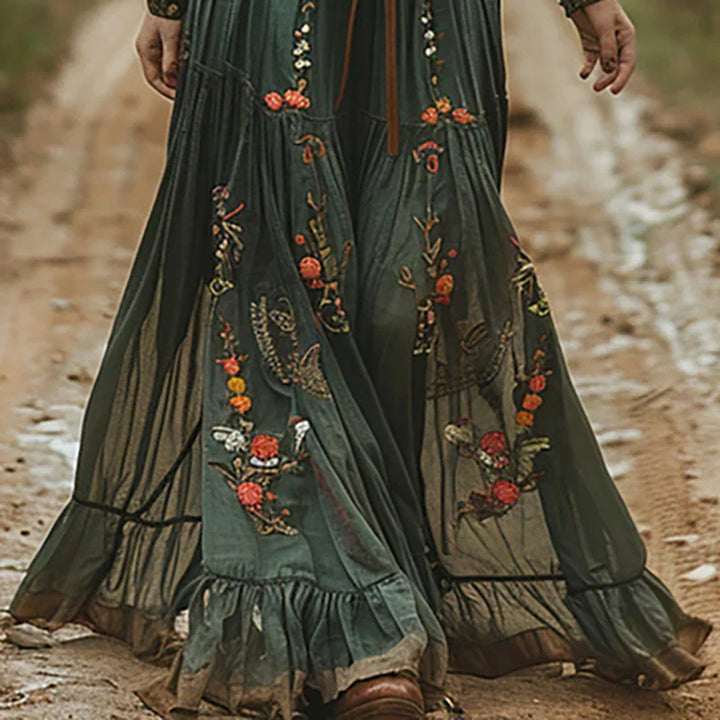 Isabella | Embroidered V-Neck Maxi Dress