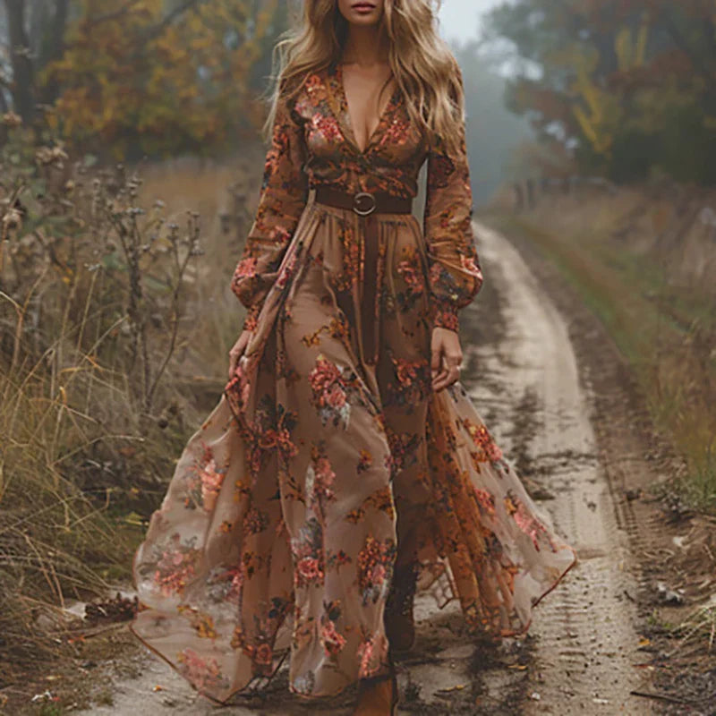 Isabella | Embroidered V-Neck Maxi Dress