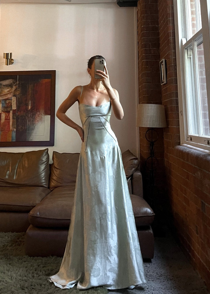 Elena | Satin Strap Maxi Wedding Guest Dress