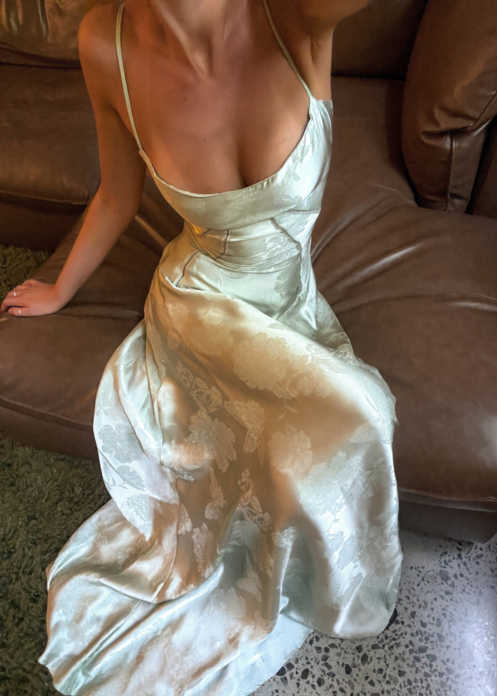 Elena | Satin Strap Maxi Wedding Guest Dress