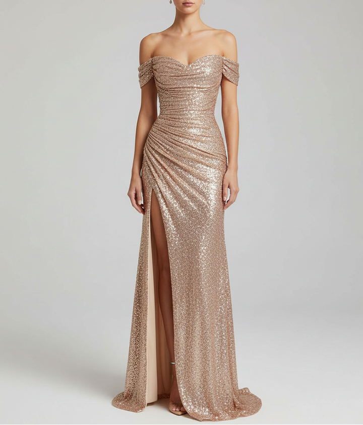 Valerie | Sequin Slit Wedding Guest Dress