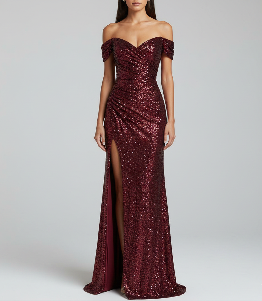Valerie | Sequin Slit Wedding Guest Dress