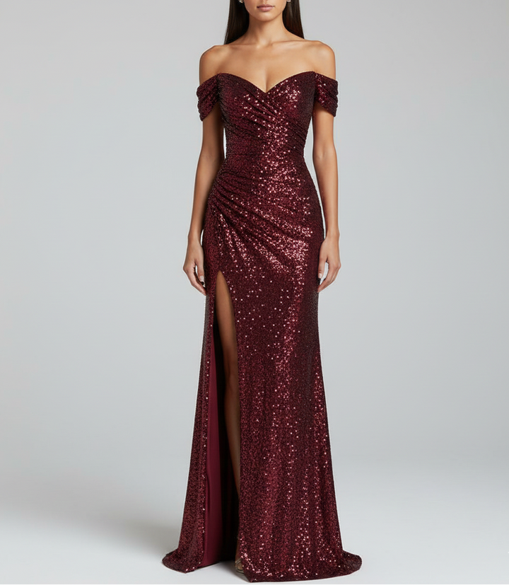 Valerie | Sequin Slit Wedding Guest Dress