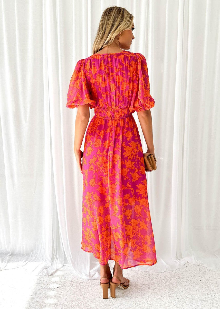 Georgie | Floral V-Neck Maxi Wedding Guest Dress