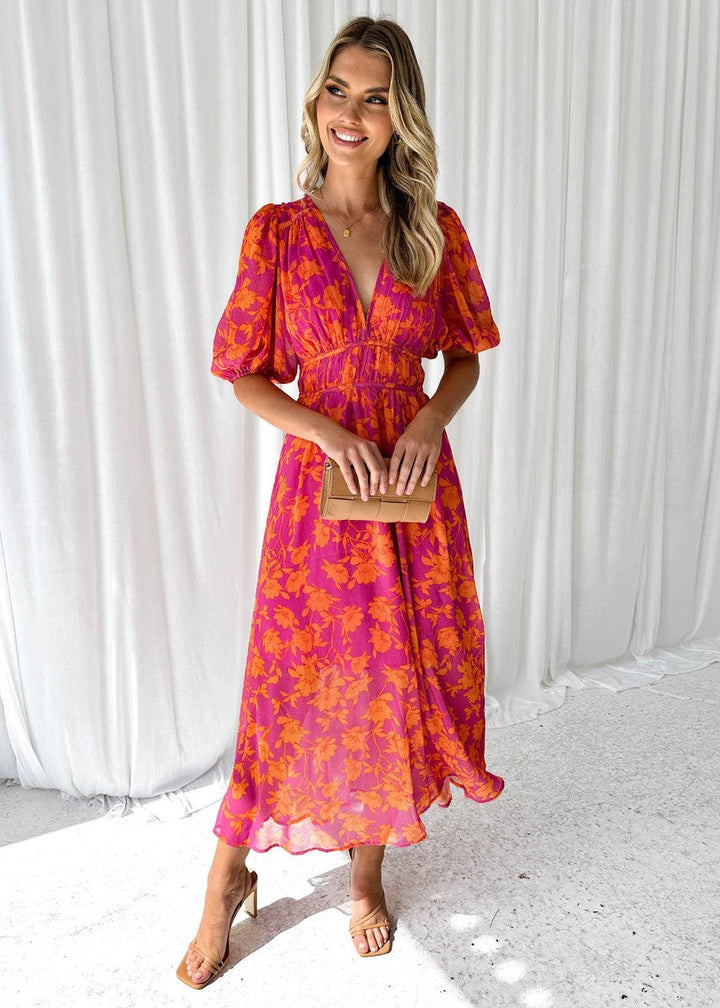 Georgie | Floral V-Neck Maxi Wedding Guest Dress