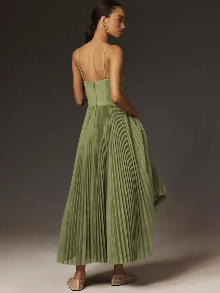 Sonya | Pleated Maxi Wedding Guest Dress