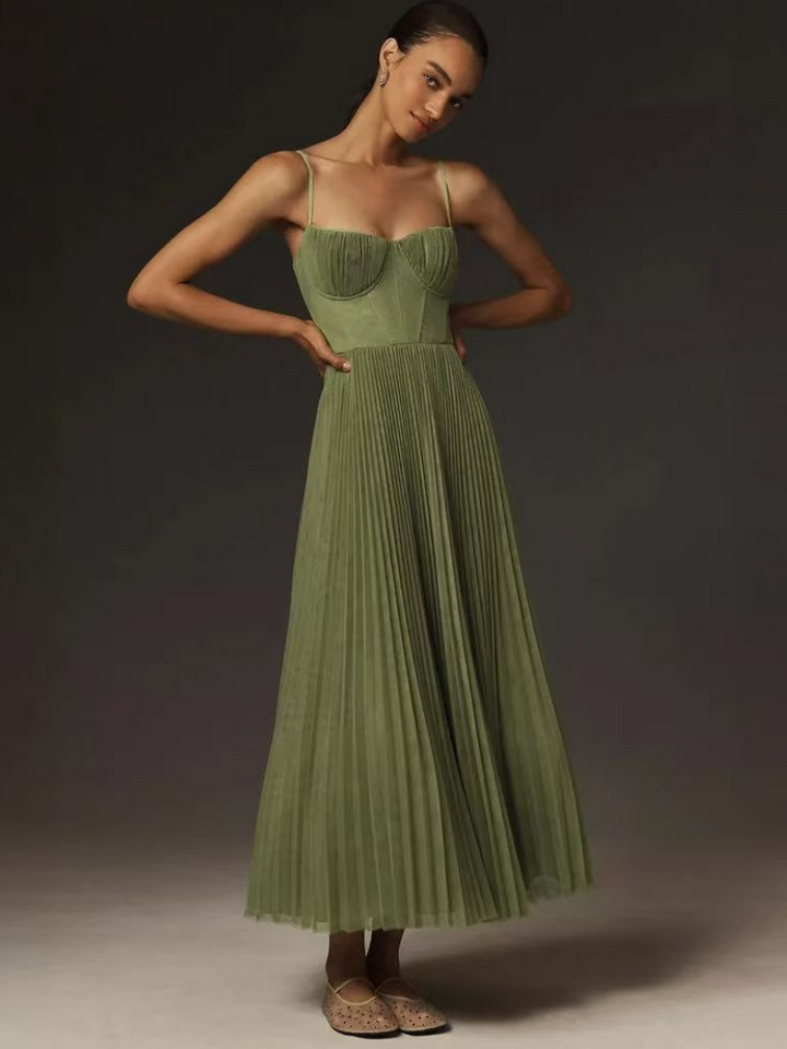 Sonya | Pleated Maxi Wedding Guest Dress