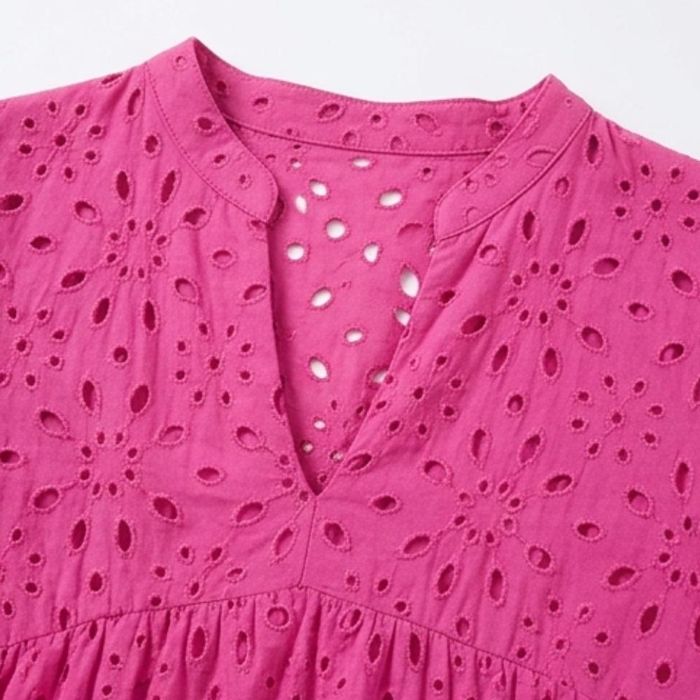 Wearbella™ – Flowy V-Neck Eyelet Dress for Curvy Fit