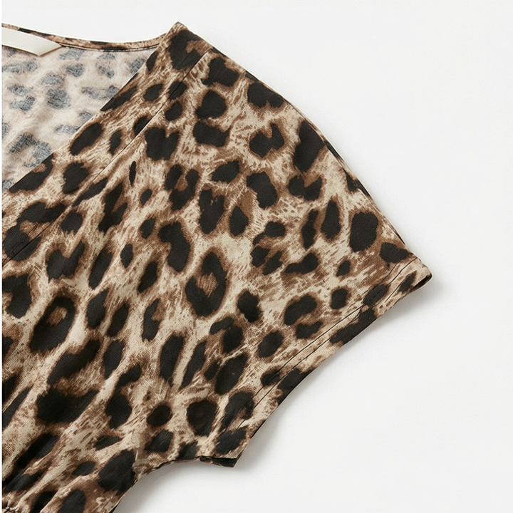 Vivara™ – Ruched Waist Leopard Maxi Dress
