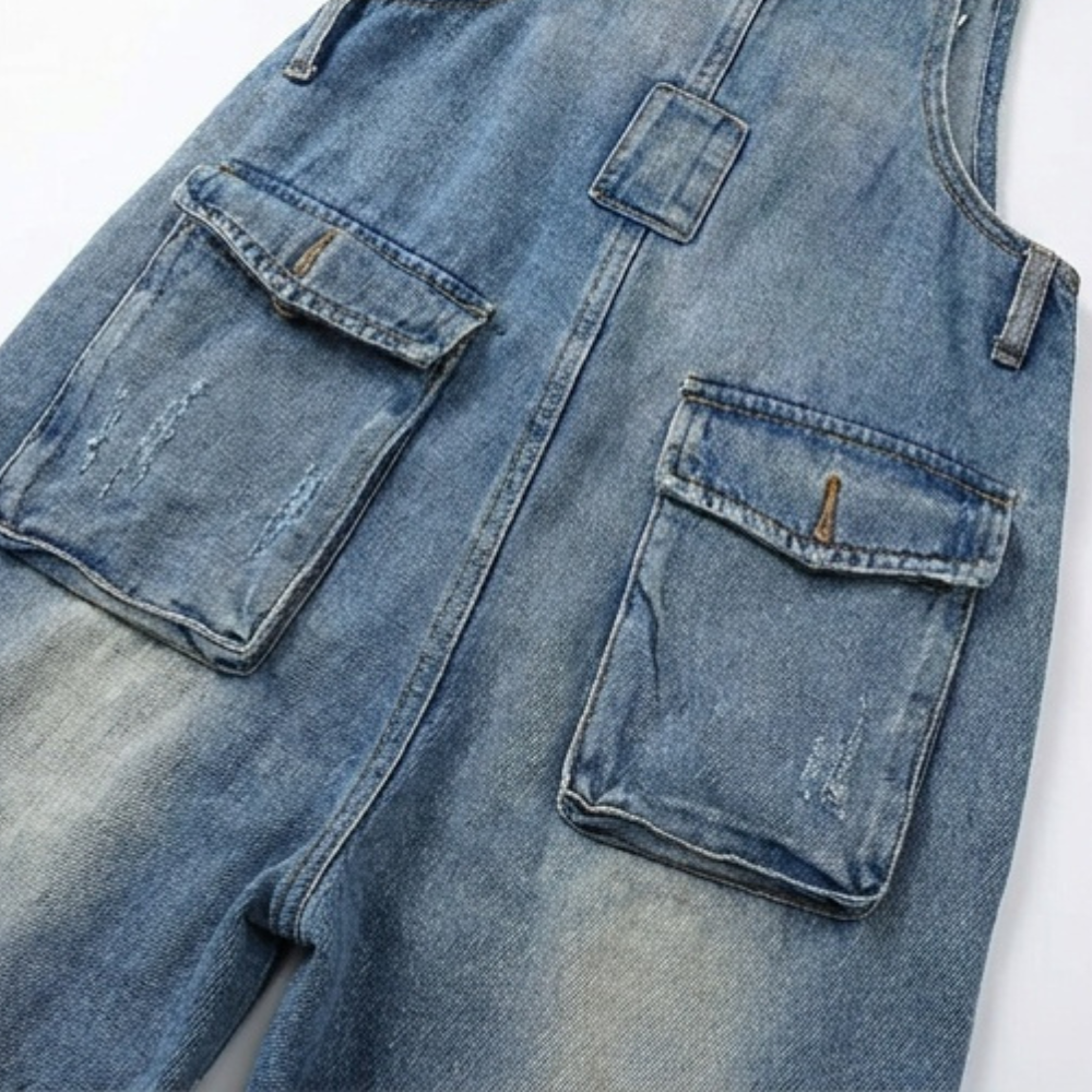 Curvella™ – Button-Front Tapered Denim Overalls