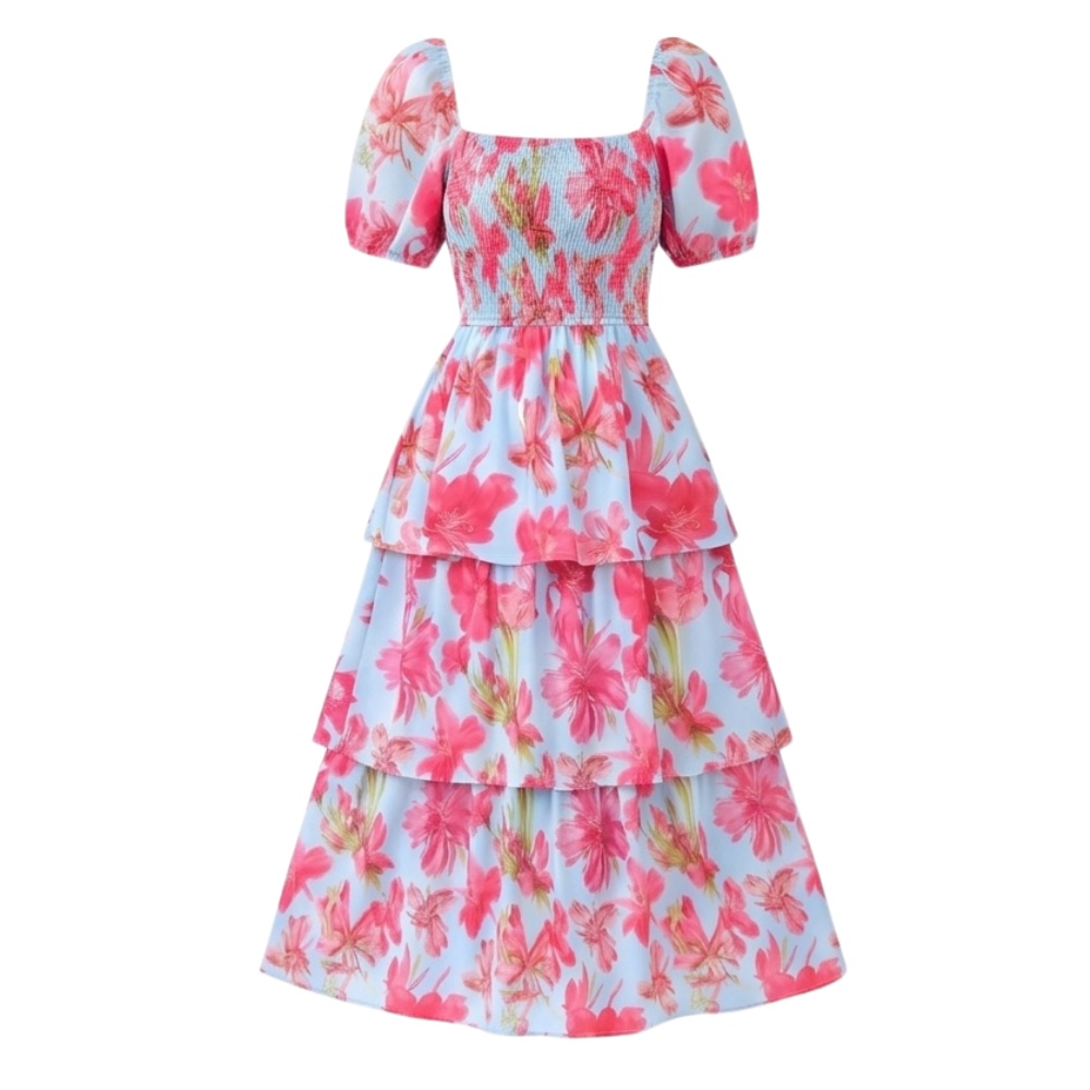 Florenza™ – Smocked Square-Neck Floral Maxi