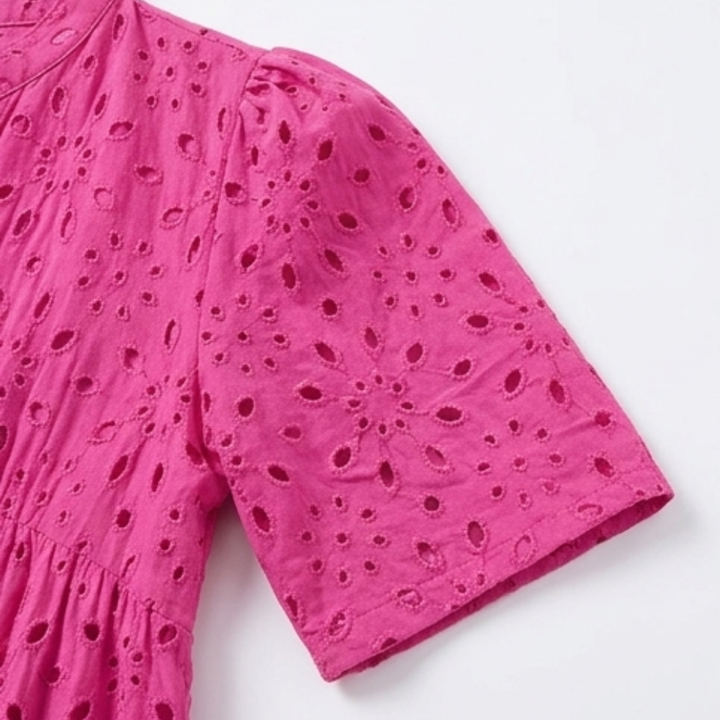 Wearbella™ – Flowy V-Neck Eyelet Dress for Curvy Fit
