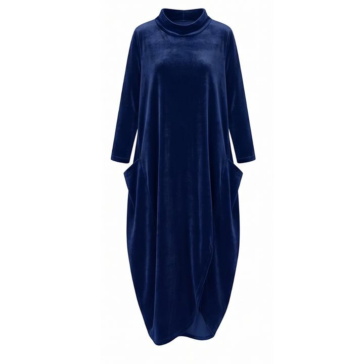 Sofelle™ - Velvet Cocoon Midi Dress with Hidden Pockets