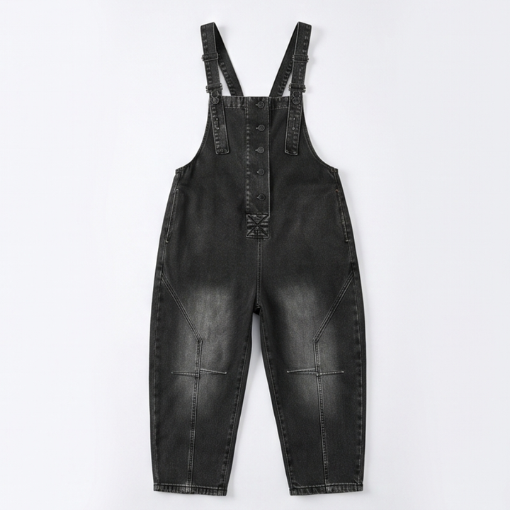 Curvella™ – Button-Front Tapered Denim Overalls