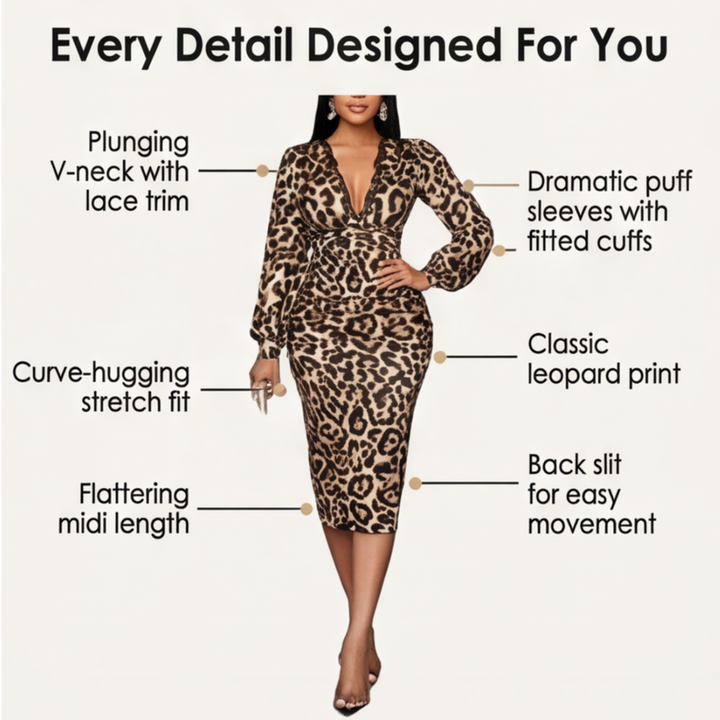 Luxora™ - Leopard Print Midi Dress
