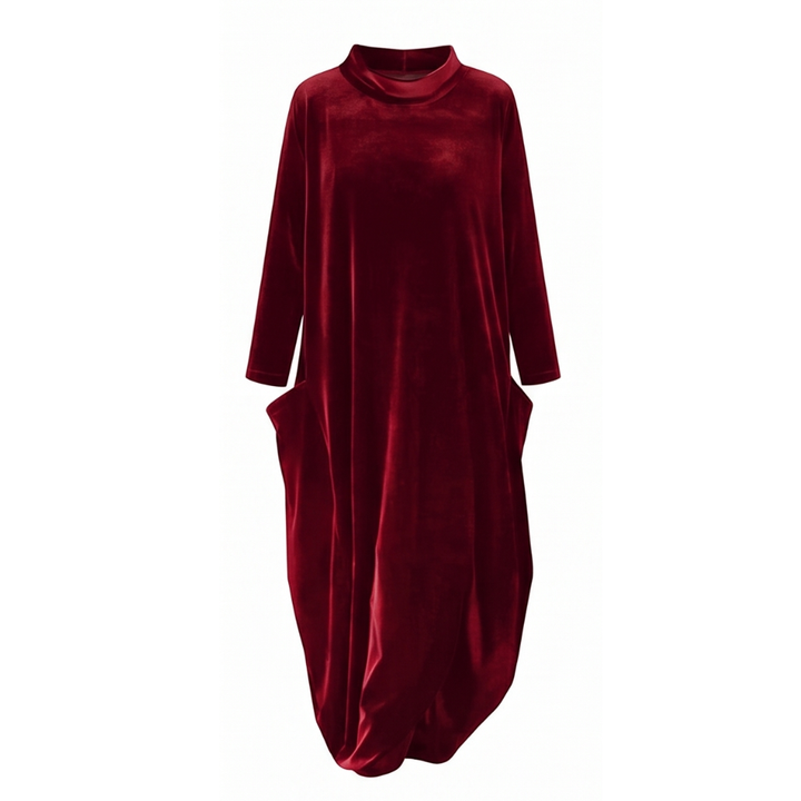 Sofelle™ - Velvet Cocoon Midi Dress with Hidden Pockets