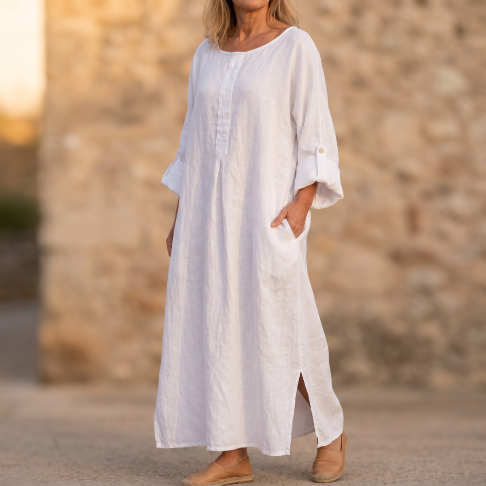 Lunavia™ – Flowy Linen-Style Maxi for Everyday Elegance
