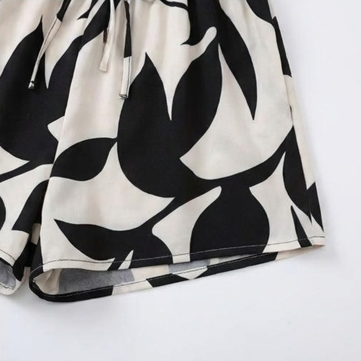 Lunavia™ – Off-Shoulder Leaf-Print Romper