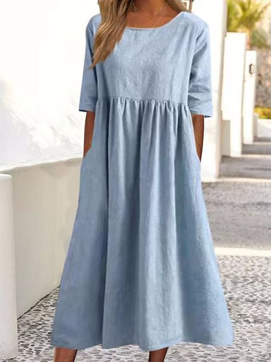 Serena | Slouchy-Fit Pleated Midi Dress