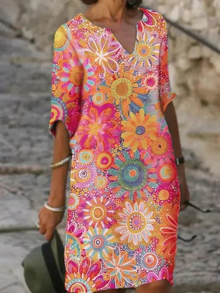 Annabelle™ - Floral dress with a V-neck