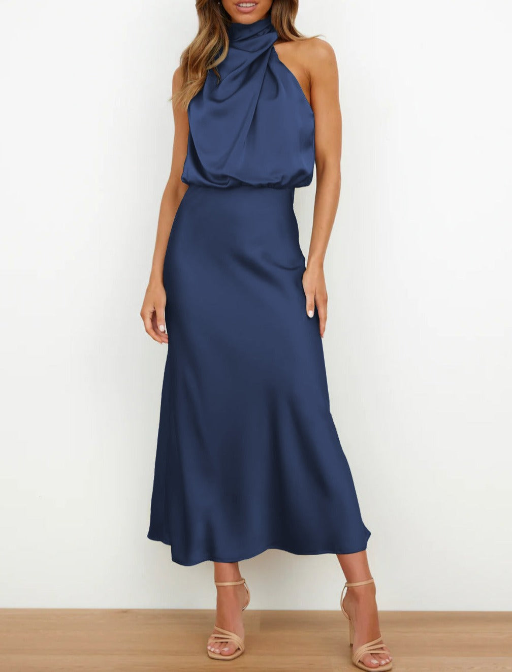 Mira | Sleeveless Satin Wedding Guest Dress